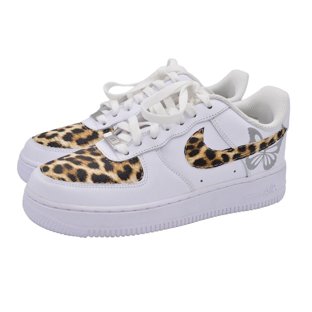 Nike Air Force 1 Low Leopard Butterfly Reflective Design White Custom Shoes 6.5